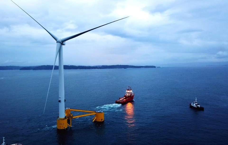 								 WindFloat 8.4 MW Turbine being towed off Portugal		